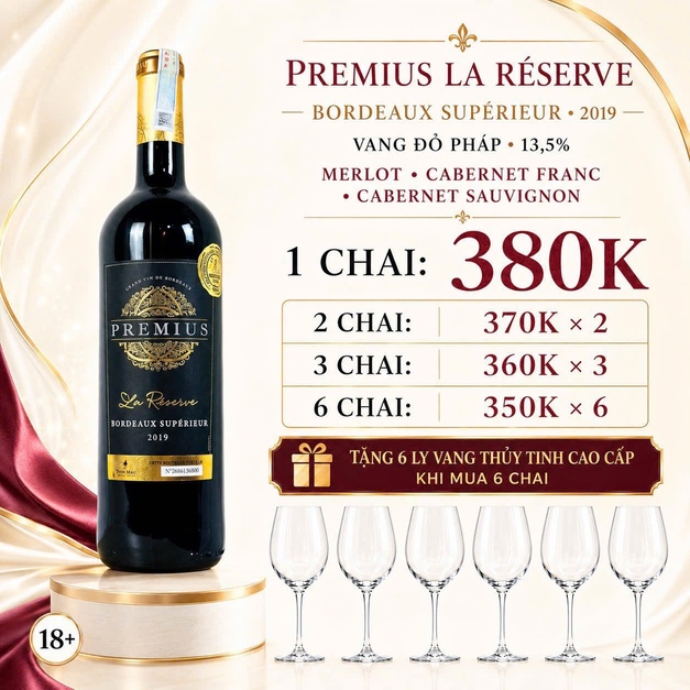 Rượu Vang Pháp Premius La Réserve Bordeaux Supérieur 2020