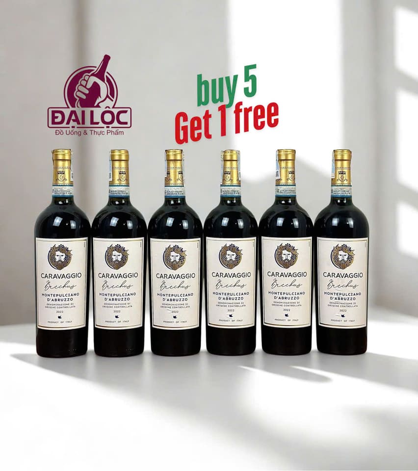 RƯỢU VANG Ý CARAVAGGIO MONTEPULCIANO D'ABRUZZO 2022 14% Caravaggio Montepulciano d’Abruzzo Trung Ý