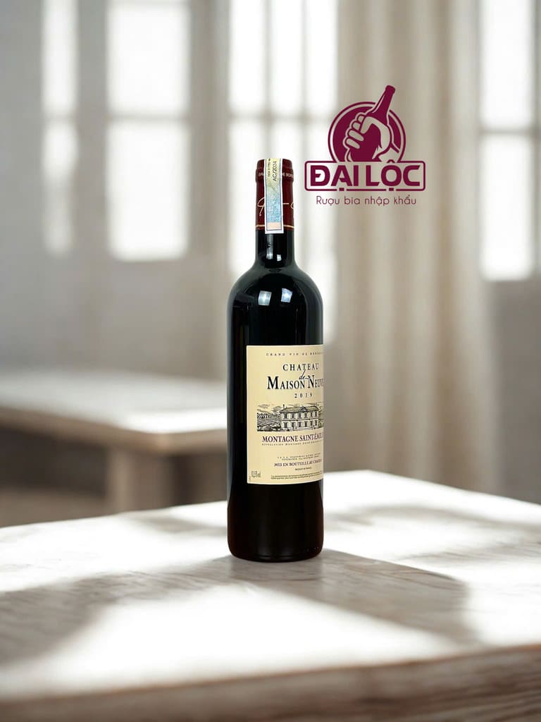 Rượu Vang Pháp Château de Maison Neuve 2019 – Tuyệt Phẩm Từ Montagne Saint-Émilion Château de Maison Neuve 2019 chụp nghieng