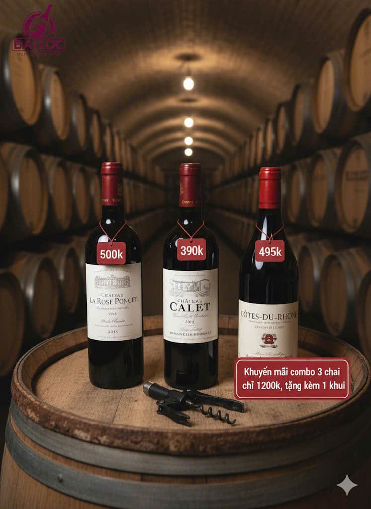 combo vang Pháp Cao Cấp 3 chai