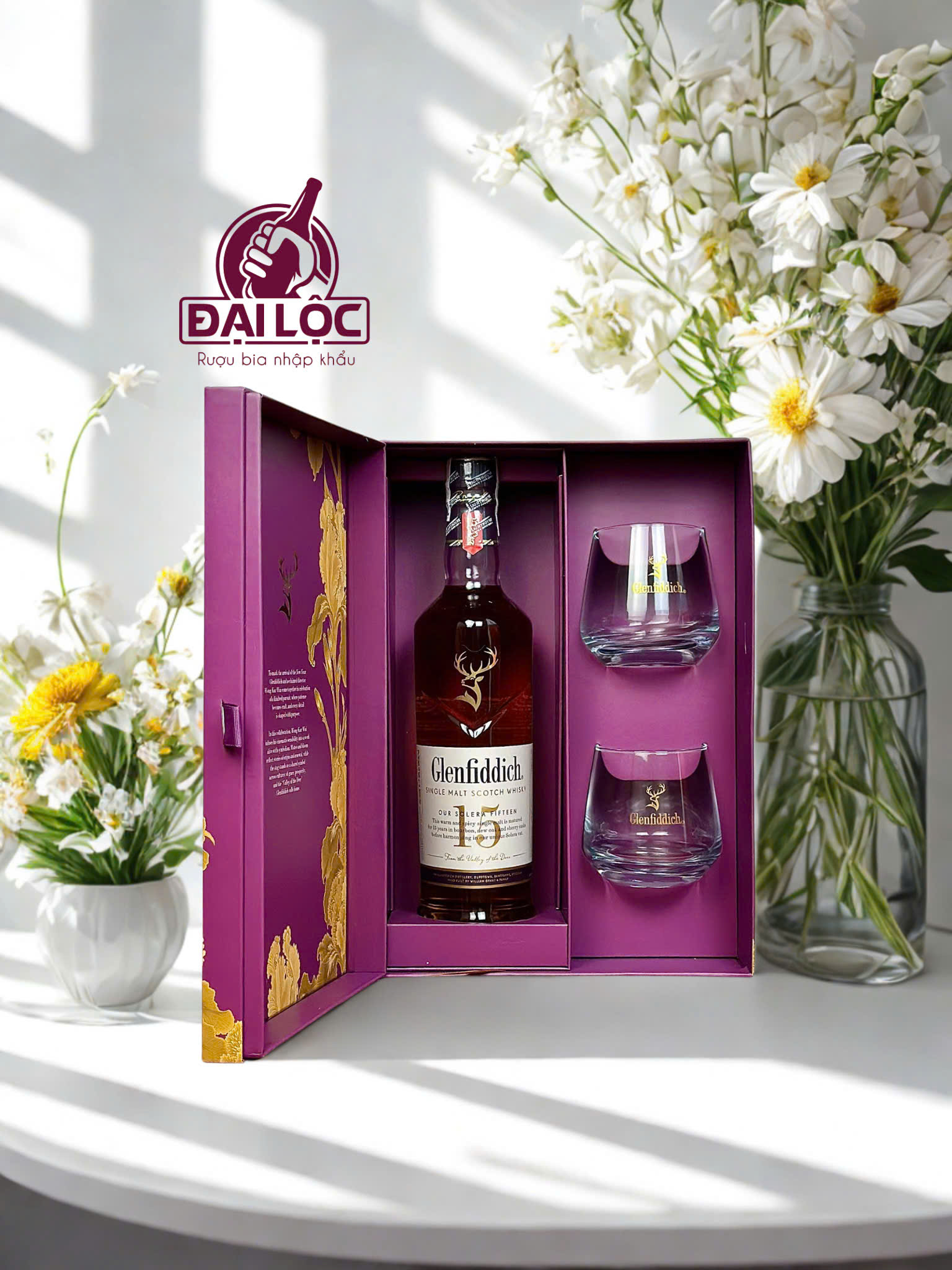Hộp quà Glenfiddich 15 2026 kèm 2 ly