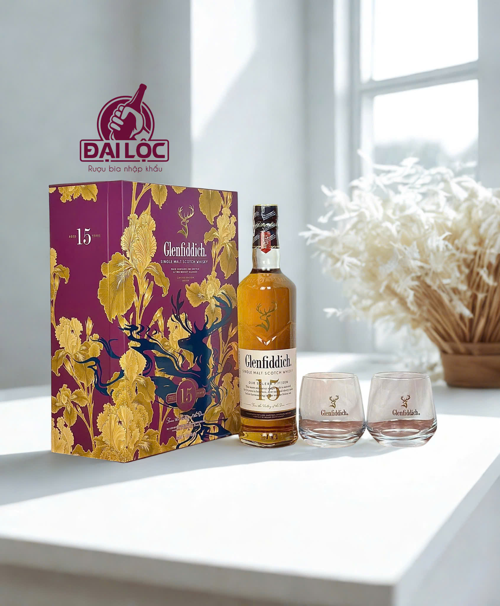 Hộp quà Glenfiddich 15 2026 mặt trước