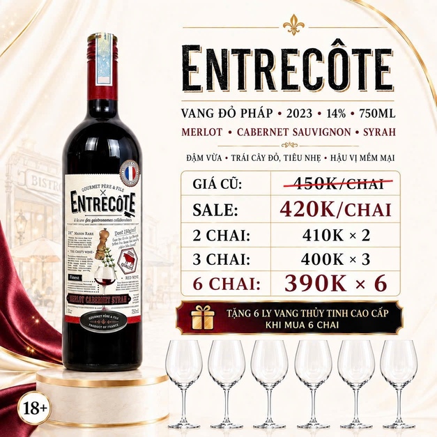 Rượu Vang Pháp Entrecôte 2023 14%