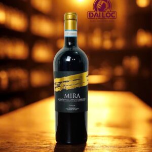 Cận cảnh nhãn chai vang Ý Mira với logo sang trọng