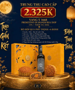 Hộp Quà Trung Thu Vang Ý 1668 Primitivo Di Manduria + 6 bánh